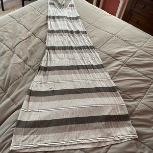 Grey and black stripe maxi dress